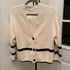 NWOT Cream Cardigan with Black Stripes
